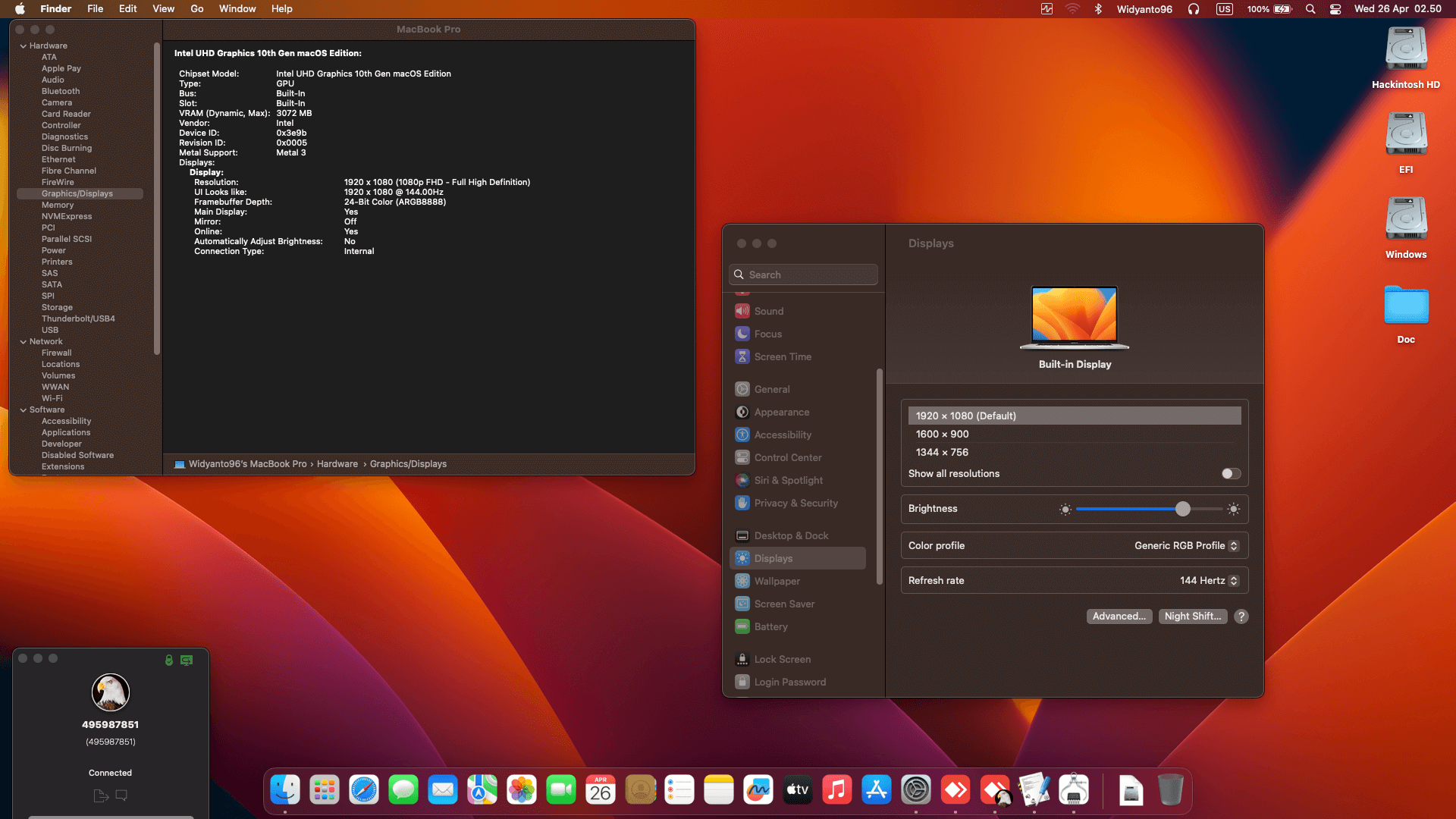 MSI Gaming GF63 Thin 10SCSR [CometLake   Intel UHD 630 + I2C]   OpenCore 5